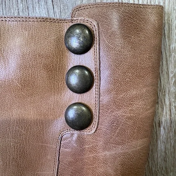 TOPSHOP SIZE 7.5 TAN LEATHER KNEE HIGH CUBAN HEEL BOOTS Made in Spain - Picture 9 of 11